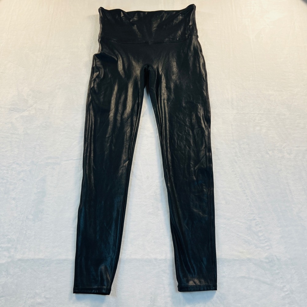 Spanx Faux Leather Leggings Very Black High Waisted Shaping XL 24319R - Picture 2 of 8